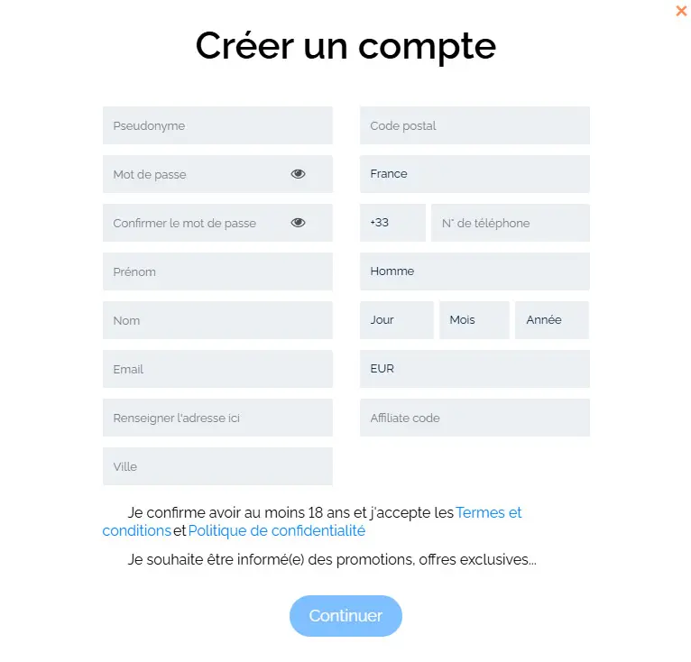 Processus d'inscription AVANTGARDE CASINO